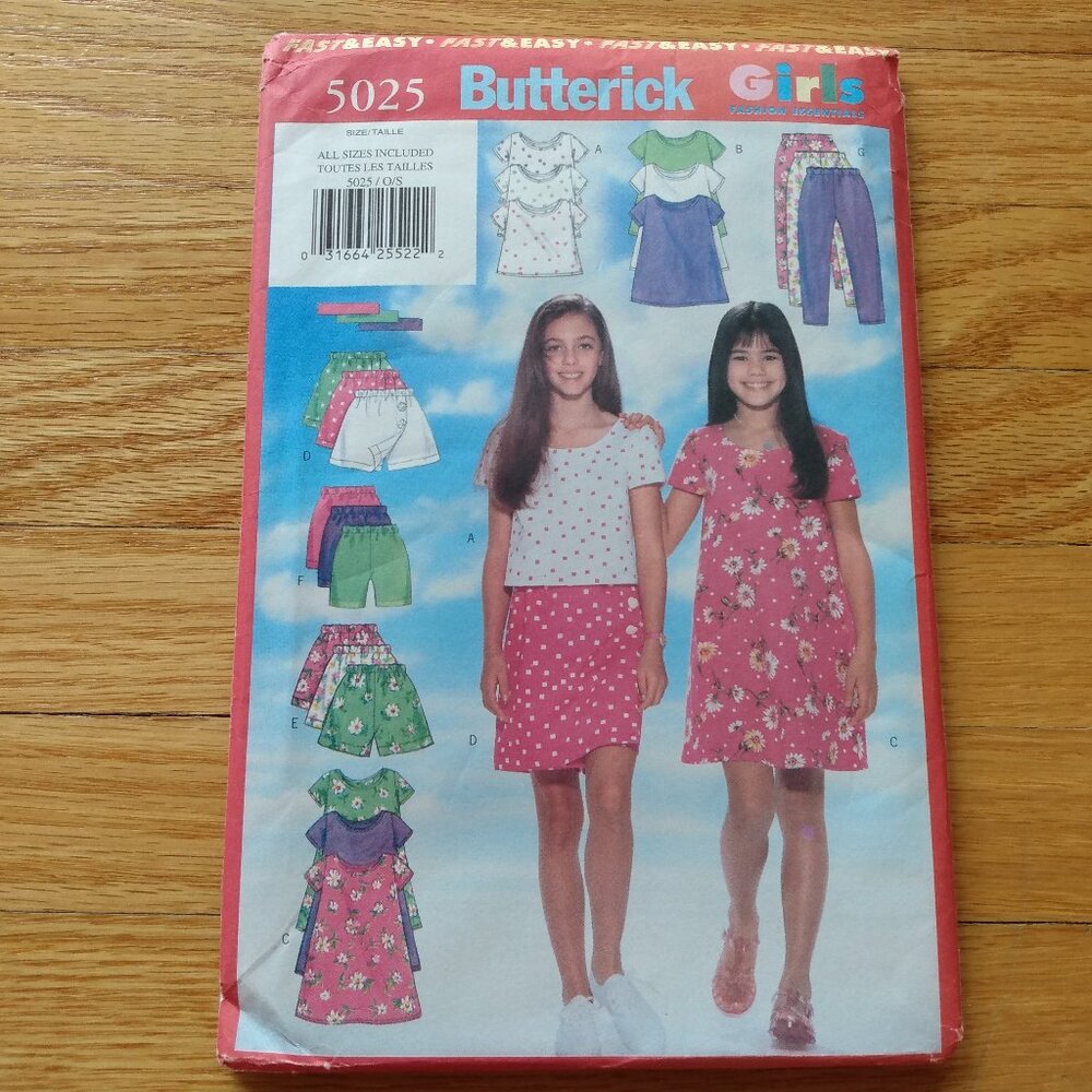 Girls Top, Dress, Skort, Shorts, Leggings Sewing Pattern Size 7-14 Butterick 502